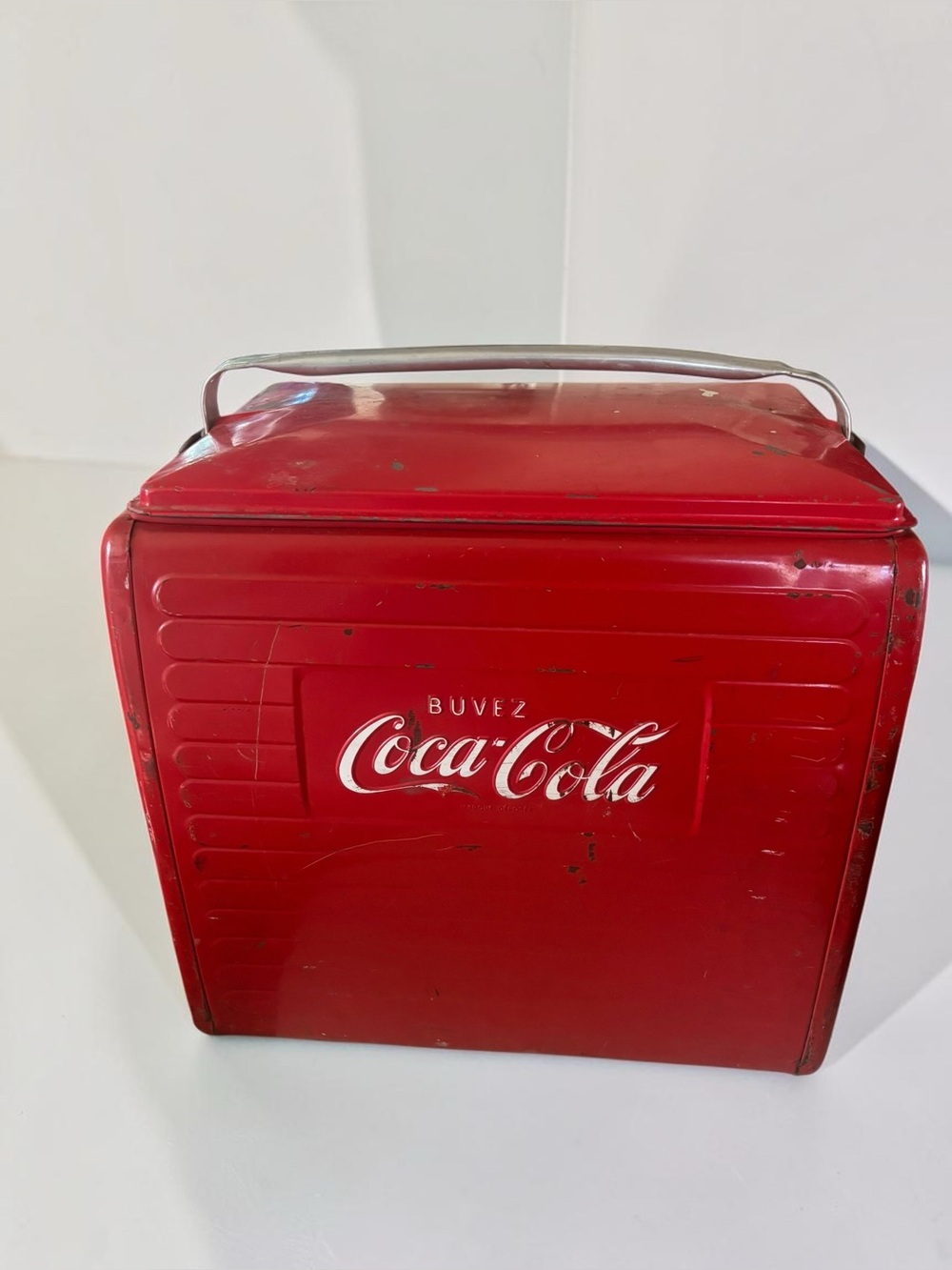 Rare 1950s Buvez Coca-Cola Cooler French Canadian Vintage Metal Ice Chest